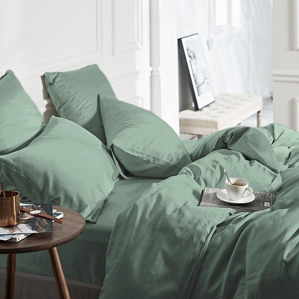 100% Bamboo Duvet Cover Set | Green | Single Long - 140cm (W) x 200/220cm (L) - The Bedding & Blankets Store