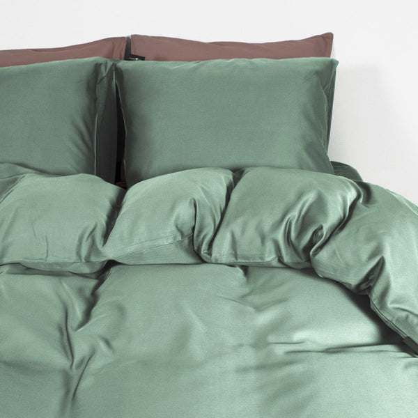 100% Bamboo Duvet Cover Set | Green | Single Long - 140cm (W) x 200/220cm (L) - The Bedding & Blankets Store