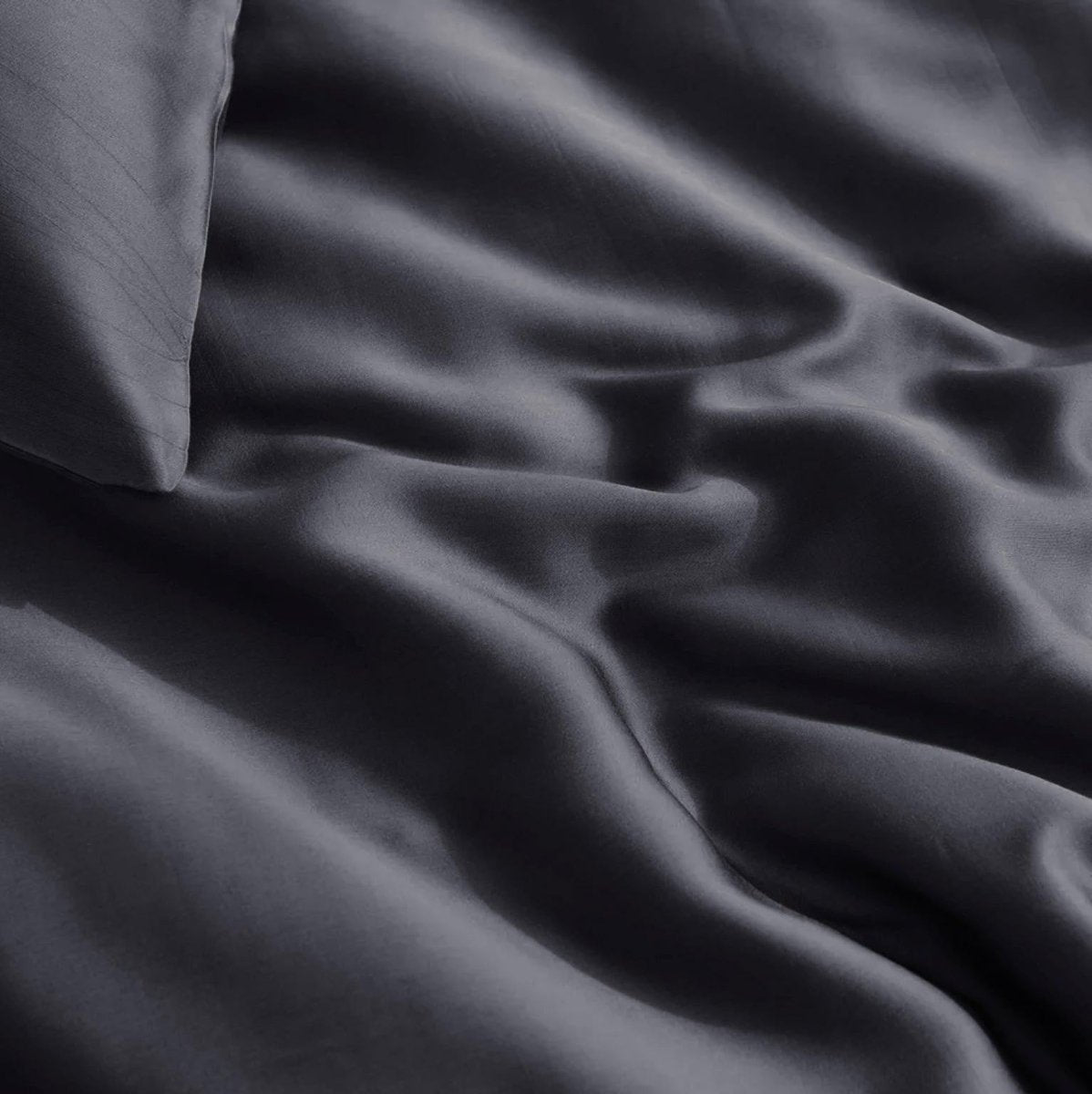 100% Bamboo Duvet Cover Set | Grey Anthracite | Single Long - 140cm (W) x 200/220cm (L) - The Bedding & Blankets Store