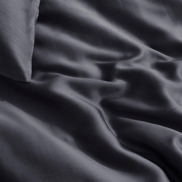 100% Bamboo Duvet Cover Set | Grey Anthracite | Single Long - 140cm (W) x 200/220cm (L) - The Bedding & Blankets Store