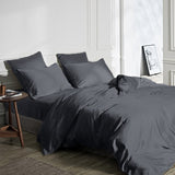 100% Bamboo Duvet Cover Set | Grey Anthracite | Single Long - 140cm (W) x 200/220cm (L) - The Bedding & Blankets Store