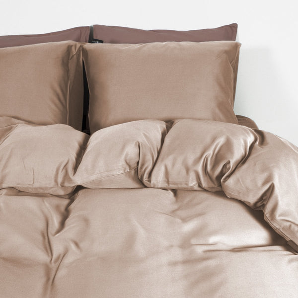 100% Bamboo Duvet Cover Set | Taupe | Single Long - 140cm (W) x 200/220cm (L) - The Bedding & Blankets Store