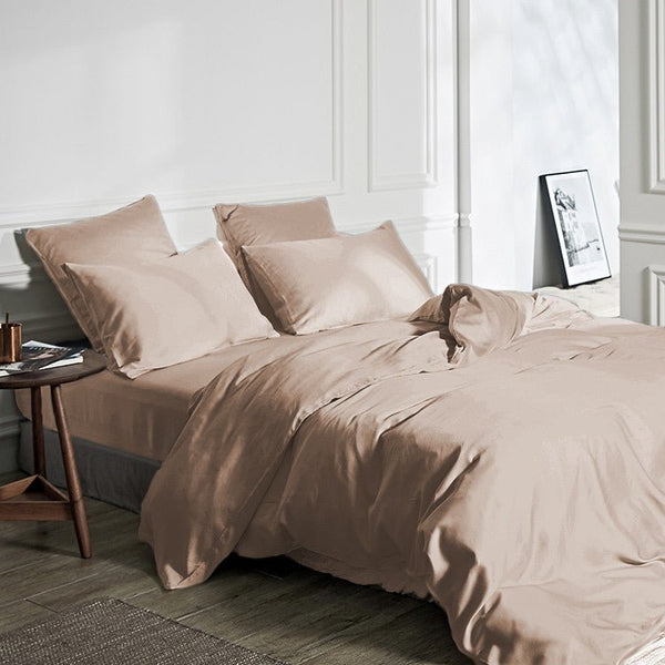 100% Bamboo Duvet Cover Set | Taupe | Single Long - 140cm (W) x 200/220cm (L) - The Bedding & Blankets Store
