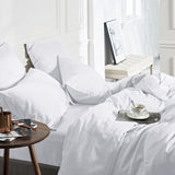 100% Bamboo Duvet Cover Set | White | Single Long - 140cm (W) x 200/220cm (L) - The Bedding & Blankets Store