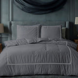 100% Cotton Percale Duvet Cover Set Brata | Anthracite/Grey | King XL - 240cm (W) x 200/260cm (L) - The Bedding & Blankets Store