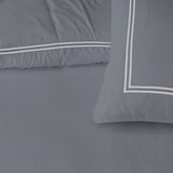 100% Cotton Percale Duvet Cover Set Brata | Anthracite/Grey | King XL - 240cm (W) x 200/260cm (L) - The Bedding & Blankets Store