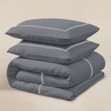 100% Cotton Percale Duvet Cover Set Brata | Anthracite/Grey | King XL - 240cm (W) x 200/260cm (L) - The Bedding & Blankets Store