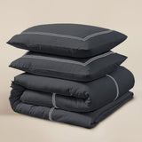 100% Cotton Percale Duvet Cover Set Brata | Black/Grey | Super King - 260cm (W) x 200/260cm (L) - The Bedding & Blankets Store