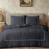 100% Cotton Percale Duvet Cover Set Brata | Black/Grey | Super King - 260cm (W) x 200/260cm (L) - The Bedding & Blankets Store