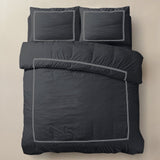 100% Cotton Percale Duvet Cover Set Brata | Black/Grey | Super King - 260cm (W) x 200/260cm (L) - The Bedding & Blankets Store