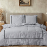 100% Cotton Percale Duvet Cover Set Brata | Grey/Anthracite | King XL - 240cm (W) x 200/260cm (L) - The Bedding & Blankets Store