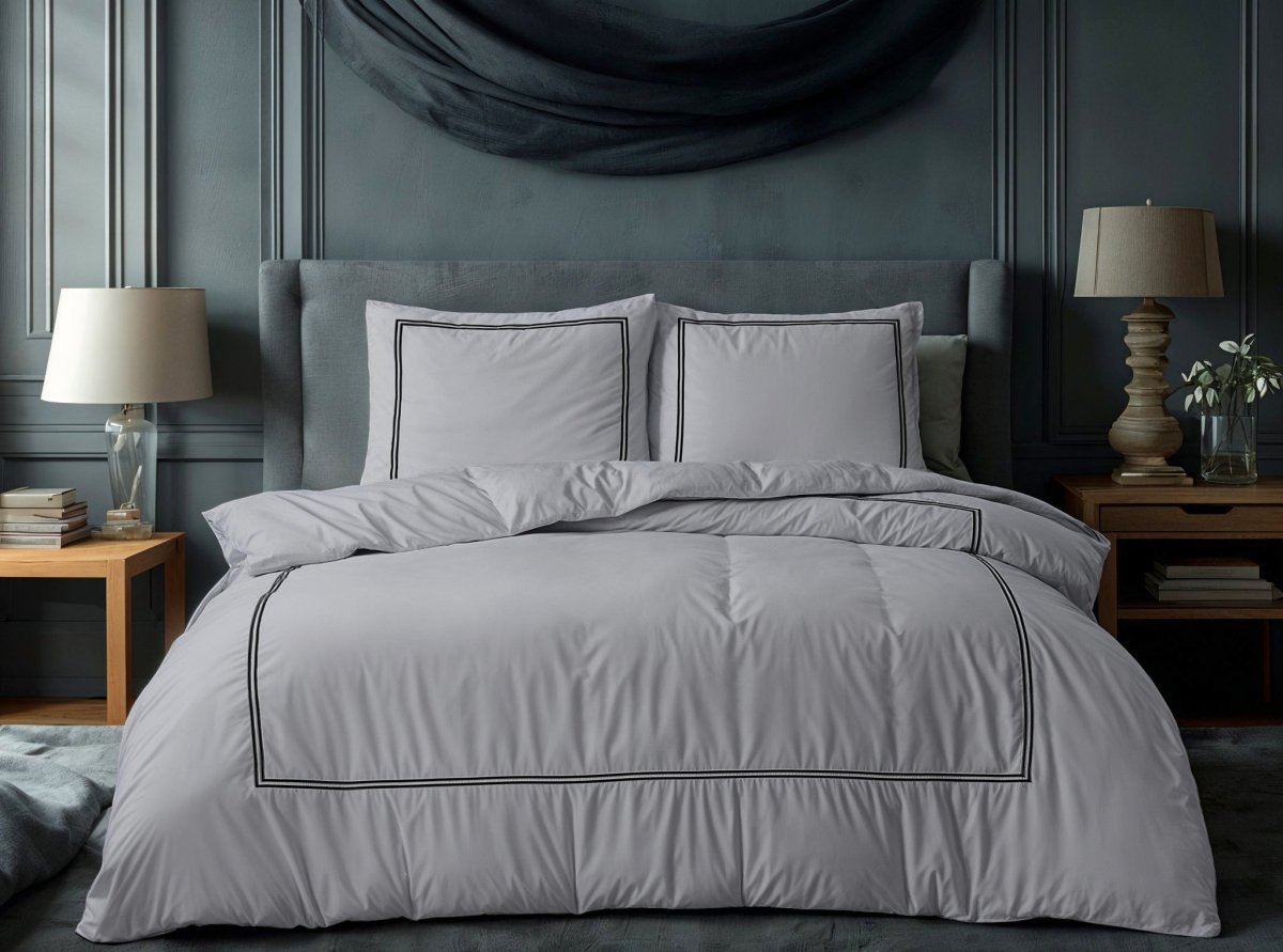 100% Cotton Percale Duvet Cover Set Brata | Grey/Anthracite | King XL - 240cm (W) x 200/260cm (L) - The Bedding & Blankets Store