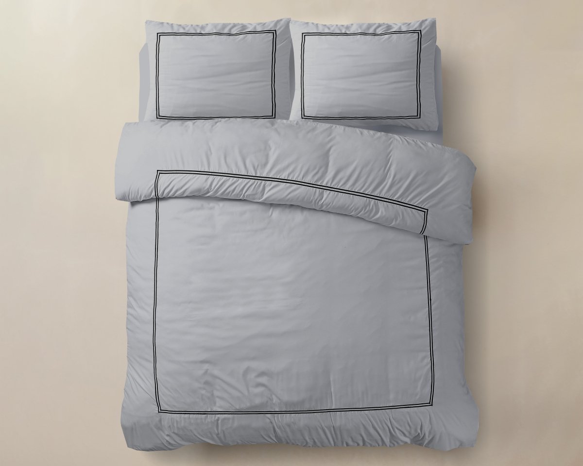 100% Cotton Percale Duvet Cover Set Brata | Grey/Anthracite | King XL - 240cm (W) x 200/260cm (L) - The Bedding & Blankets Store