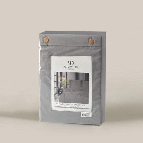 100% Cotton Percale Duvet Cover Set Brata | Grey/Anthracite | King XL - 240cm (W) x 200/260cm (L) - The Bedding & Blankets Store