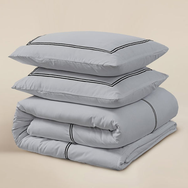 100% Cotton Percale Duvet Cover Set Brata | Grey/Anthracite | King XL - 240cm (W) x 200/260cm (L) - The Bedding & Blankets Store