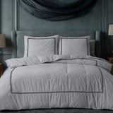 100% Cotton Percale Duvet Cover Set Brata | Grey/Anthracite | King XL - 240cm (W) x 200/260cm (L) - The Bedding & Blankets Store