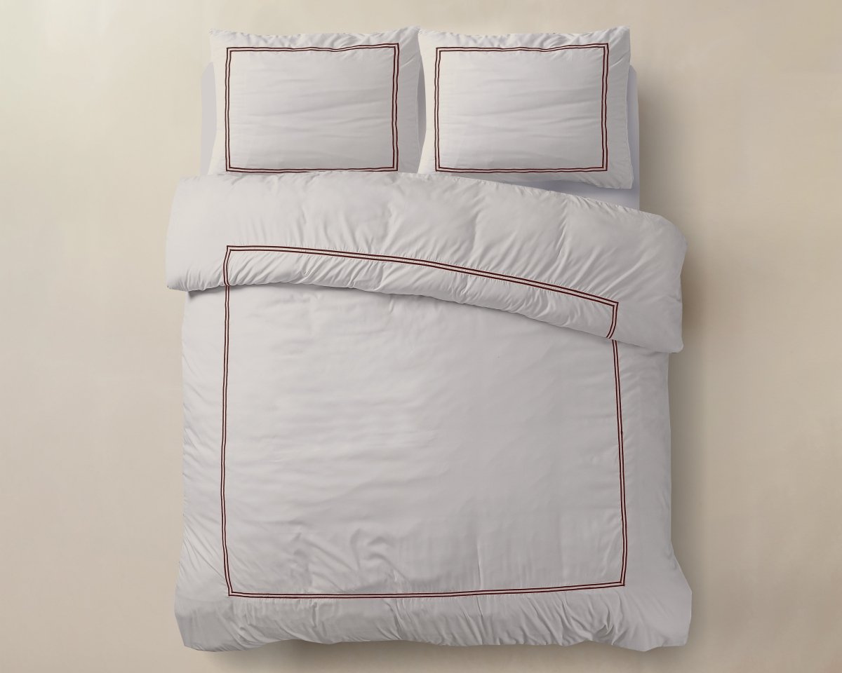 100% Cotton Percale Duvet Cover Set Brata | Taupe/Bronze | Super King - 260cm (W) x 200/260cm (L) - The Bedding & Blankets Store