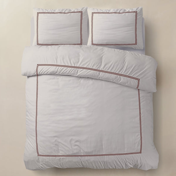 100% Cotton Percale Duvet Cover Set Brata | Taupe/Bronze | Super King - 260cm (W) x 200/260cm (L) - The Bedding & Blankets Store