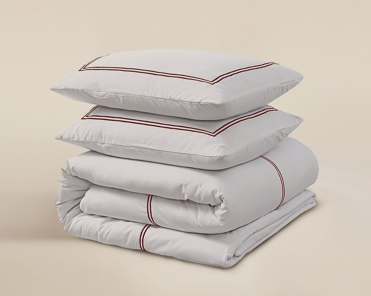 100% Cotton Percale Duvet Cover Set Brata | Taupe/Bronze | Super King - 260cm (W) x 200/260cm (L) - The Bedding & Blankets Store