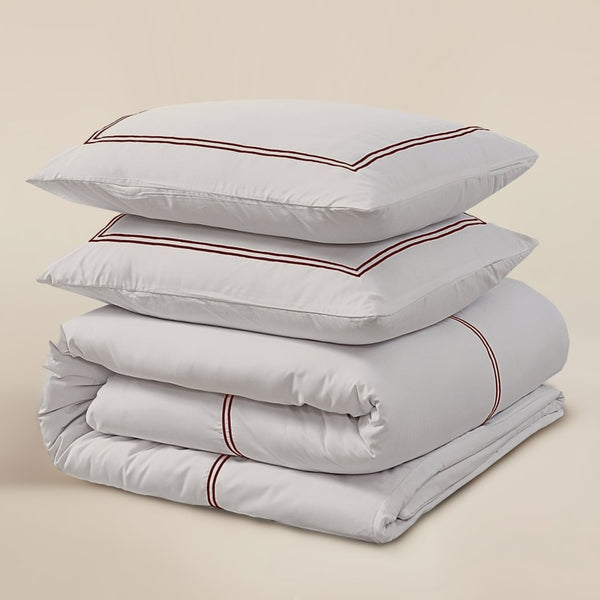 100% Cotton Percale Duvet Cover Set Brata | Taupe/Bronze | Super King - 260cm (W) x 200/260cm (L) - The Bedding & Blankets Store