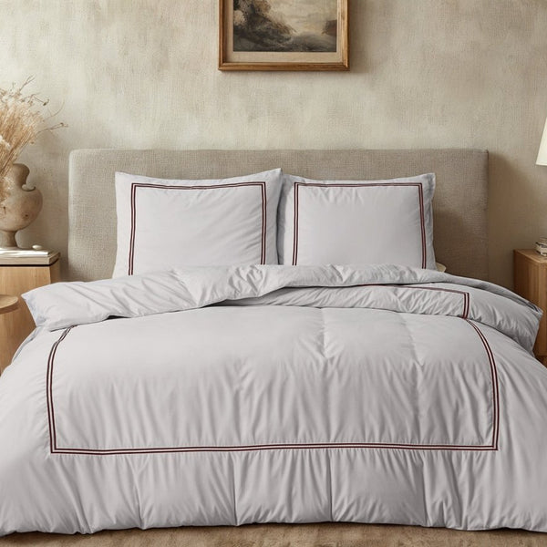 100% Cotton Percale Duvet Cover Set Brata | Taupe/Bronze | Super King - 260cm (W) x 200/260cm (L) - The Bedding & Blankets Store