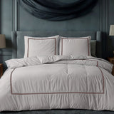 100% Cotton Percale Duvet Cover Set Brata | Taupe/Bronze | Super King - 260cm (W) x 200/260cm (L) - The Bedding & Blankets Store