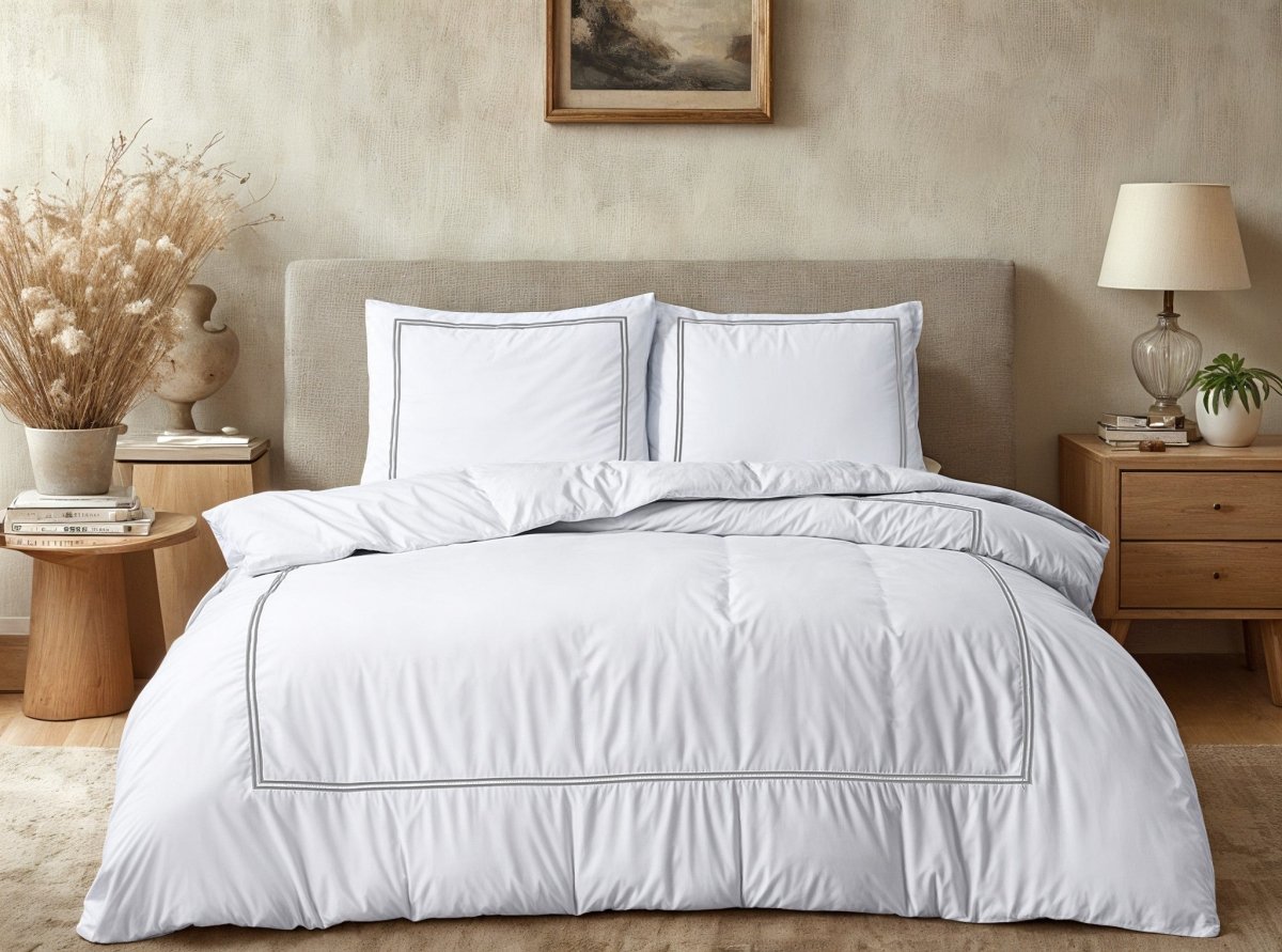 100% Cotton Percale Duvet Cover Set Brata | White | King XL - 240cm (W) x 200/260cm (L) - The Bedding & Blankets Store