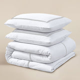 100% Cotton Percale Duvet Cover Set Brata | White/Grey | Super King - 260cm (W) x 200/260cm (L) - The Bedding & Blankets Store
