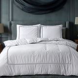 100% Cotton Percale Duvet Cover Set Brata | White/Grey | Super King - 260cm (W) x 200/260cm (L) - The Bedding & Blankets Store