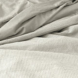 100% Cotton Percale Duvet Cover Set Waffle | Beige | Single XL - 140cm (W) x 200/260cm (L) - The Bedding & Blankets Store