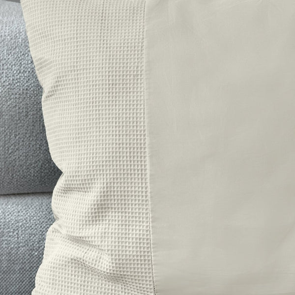 100% Cotton Percale Duvet Cover Set Waffle | Beige | Single XL - 140cm (W) x 200/260cm (L) - The Bedding & Blankets Store