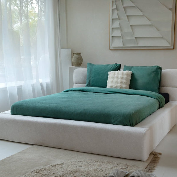 100% Cotton Percale Duvet Cover Set Waffle | Green | Single XL - 140cm (W) x 200/260cm (L) - The Bedding & Blankets Store