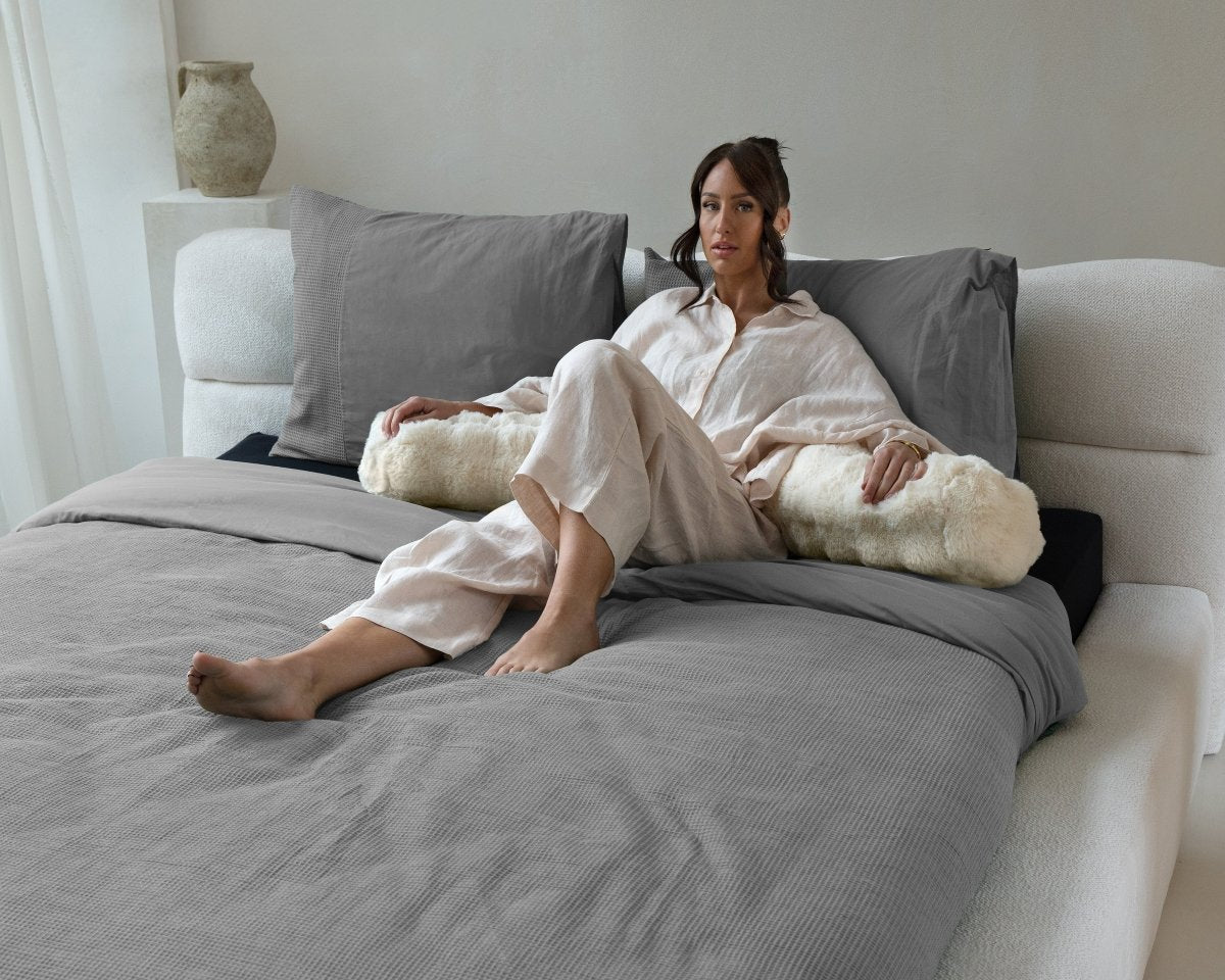 100% Cotton Percale Duvet Cover Set Waffle | Grey | Single XL - 140cm (W) x 200/260cm (L) - The Bedding & Blankets Store