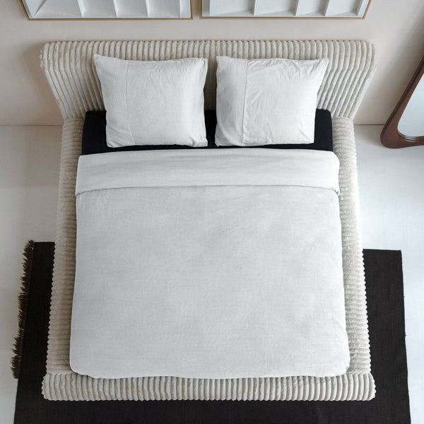 100% Cotton Percale Duvet Cover Set Waffle | White | Single XL - 140cm (W) x 200/260cm (L) - The Bedding & Blankets Store