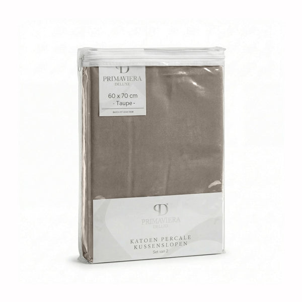100% Cotton Percale Pillowcase Pair | Taupe/Brown | 60cm x 70cm - The Bedding & Blankets Store
