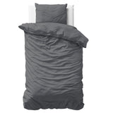 100% Cotton Sateen Duvet Cover Set Solid Satin | Anthracite | Single - 135cm (W) x 200cm (L) - The Bedding & Blankets Store