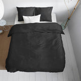 100% Cotton Sateen Duvet Cover Set Solid Satin | Black | Single - 135cm (W) x 200cm (L) - The Bedding & Blankets Store