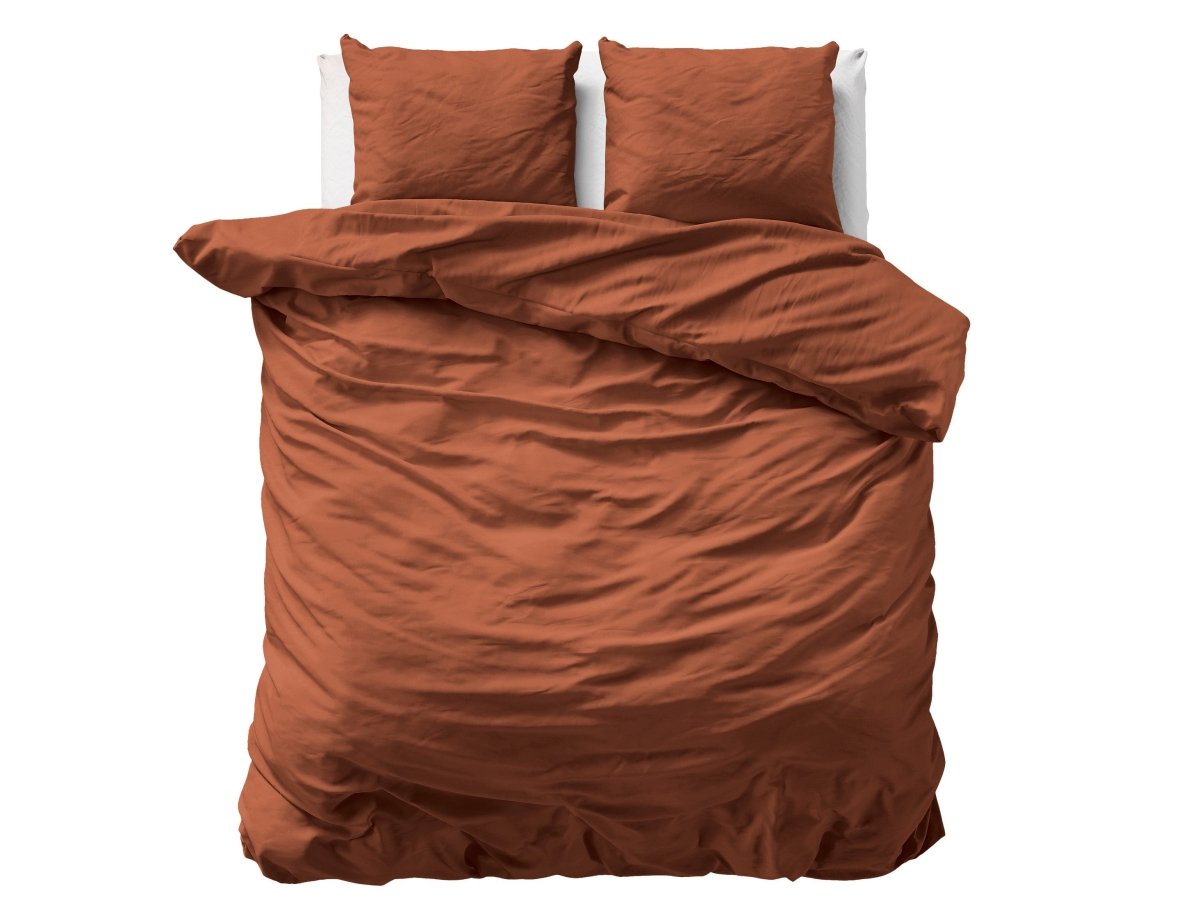 100% Cotton Sateen Duvet Cover Set Solid Satin | Brown | Double XL - 200cm (W) x 200/260cm (L) - The Bedding & Blankets Store
