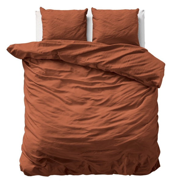 100% Cotton Sateen Duvet Cover Set Solid Satin | Brown | Double XL - 200cm (W) x 200/260cm (L) - The Bedding & Blankets Store