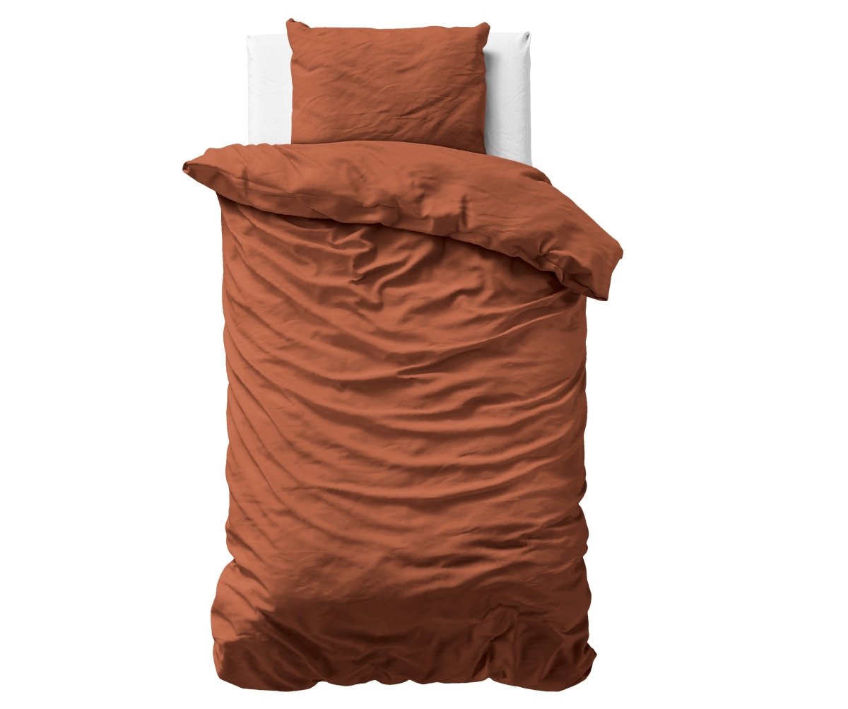 100% Cotton Sateen Duvet Cover Set Solid Satin | Brown | Single - 135cm (W) x 200cm (L) - The Bedding & Blankets Store