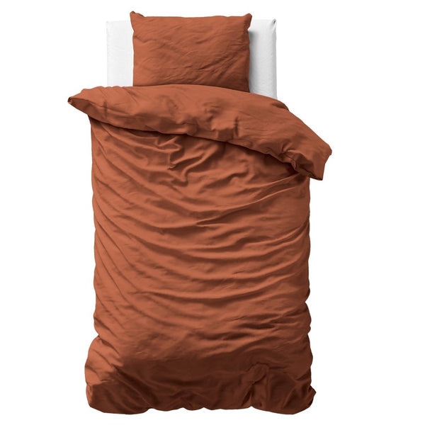 100% Cotton Sateen Duvet Cover Set Solid Satin | Brown | Single - 135cm (W) x 200cm (L) - The Bedding & Blankets Store