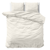 100% Cotton Sateen Duvet Cover Set Solid Satin | Cream | Double - 200cm (W) x 220cm (L) - The Bedding & Blankets Store