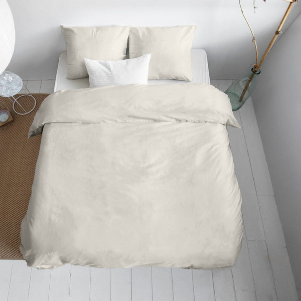 100% Cotton Sateen Duvet Cover Set Solid Satin | Cream | Single - 135cm (W) x 200cm (L) - The Bedding & Blankets Store