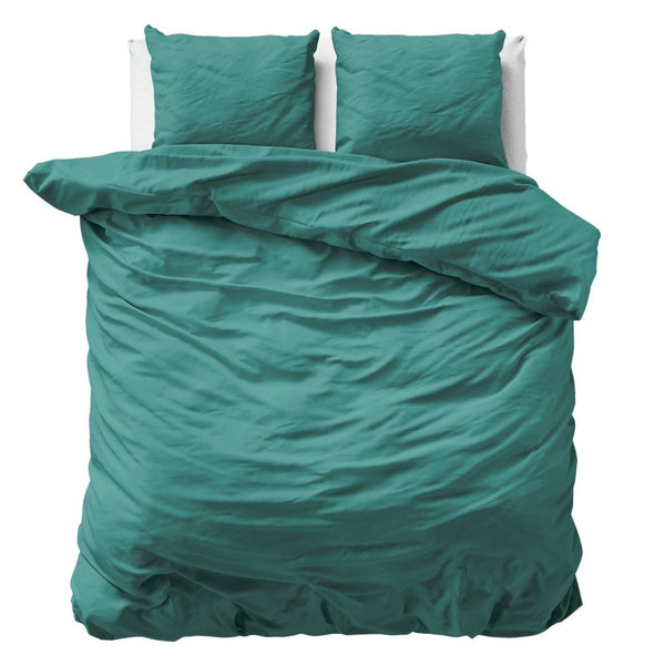 100% Cotton Sateen Duvet Cover Set Solid Satin | Dark Green | Double XL - 200cm (W) x 200/260cm (L) - The Bedding & Blankets Store