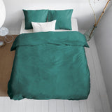 100% Cotton Sateen Duvet Cover Set Solid Satin | Dark Green | Single - 135cm (W) x 200cm (L) - The Bedding & Blankets Store