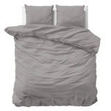 100% Cotton Sateen Duvet Cover Set Solid Satin | Grey | Double - 200cm (W) x 220cm (L) - The Bedding & Blankets Store