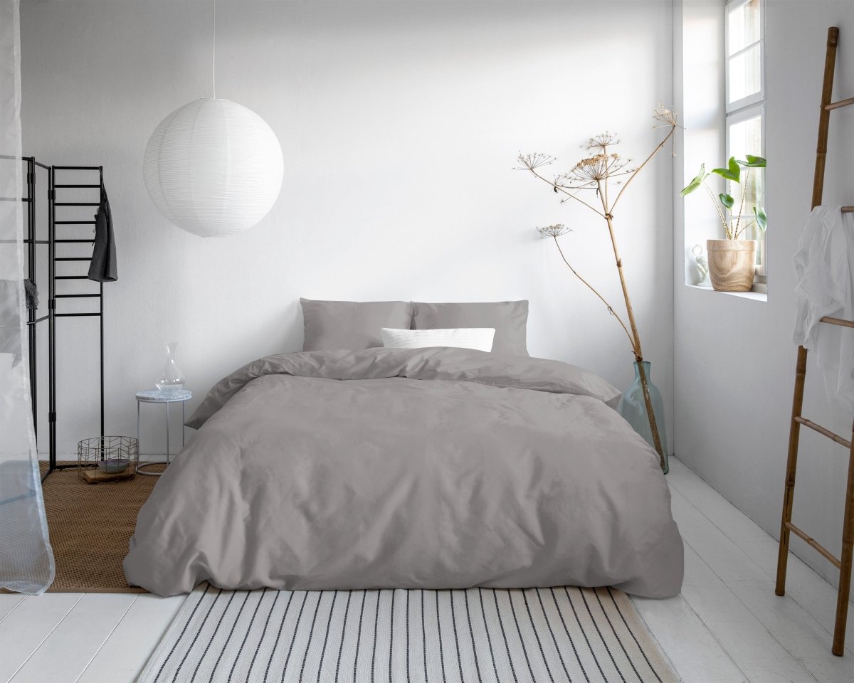 100% Cotton Sateen Duvet Cover Set Solid Satin | Grey | Single - 135cm (W) x 200cm (L) - The Bedding & Blankets Store