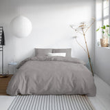 100% Cotton Sateen Duvet Cover Set Solid Satin | Grey | Single - 135cm (W) x 200cm (L) - The Bedding & Blankets Store