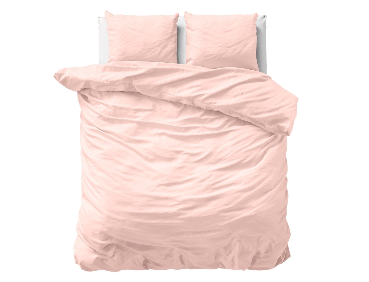 100% Cotton Sateen Duvet Cover Set Solid Satin | Pink | Double XL - 200cm (W) x 200/260cm (L) - The Bedding & Blankets Store