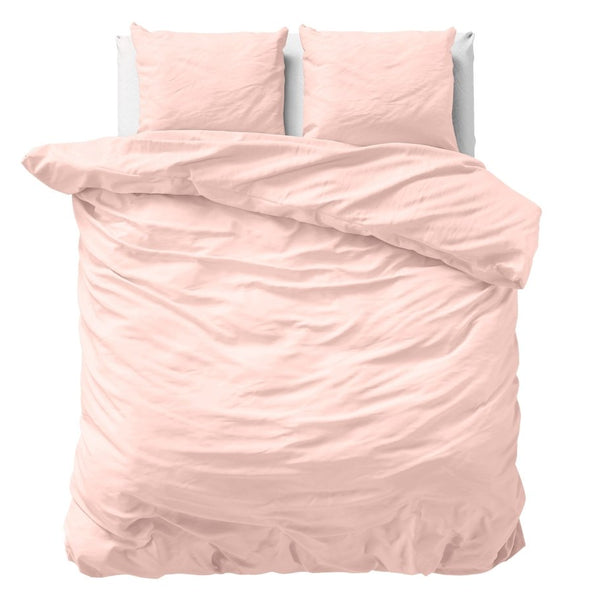 100% Cotton Sateen Duvet Cover Set Solid Satin | Pink | Double XL - 200cm (W) x 200/260cm (L) - The Bedding & Blankets Store